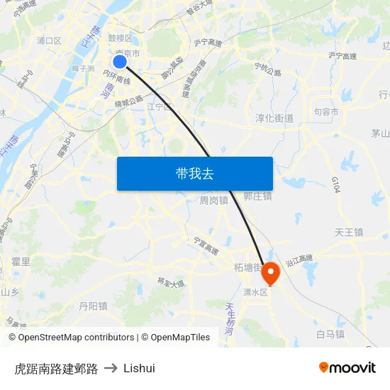 虎踞南路建邺路 to Lishui map