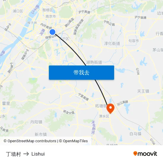 丁墙村 to Lishui map