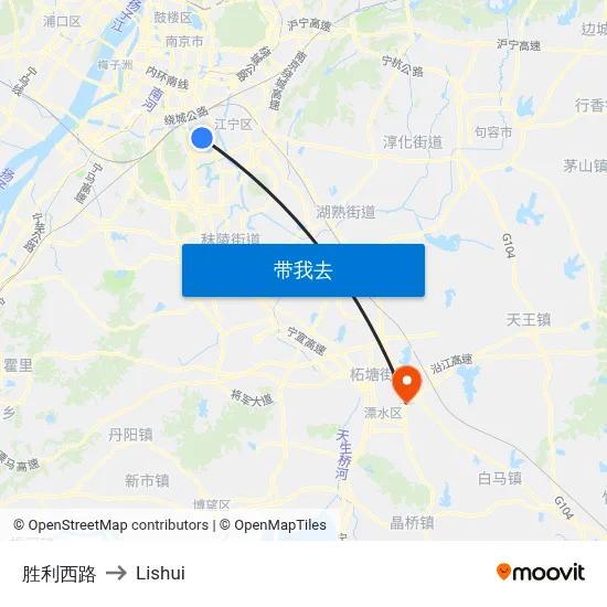胜利西路 to Lishui map