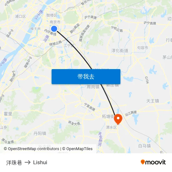 洋珠巷 to Lishui map