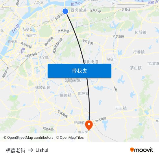 栖霞老街 to Lishui map