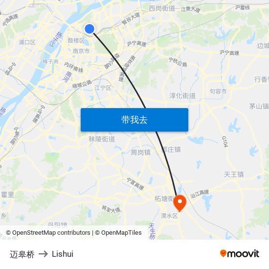 迈皋桥 to Lishui map