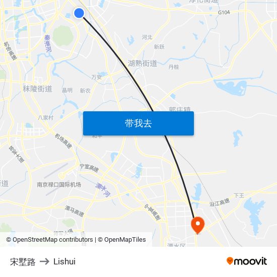 宋墅路 to Lishui map