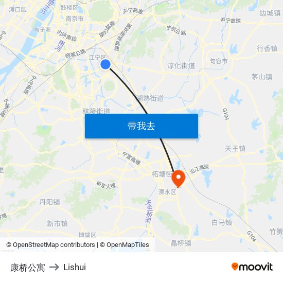 康桥公寓 to Lishui map