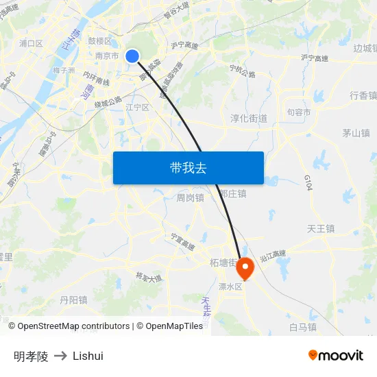 明孝陵 to Lishui map