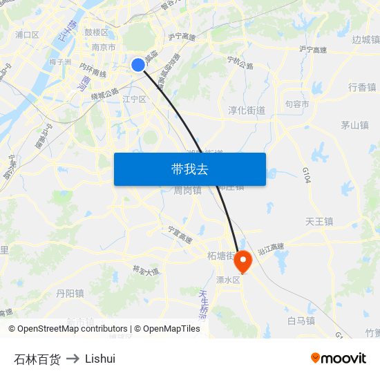 石林百货 to Lishui map