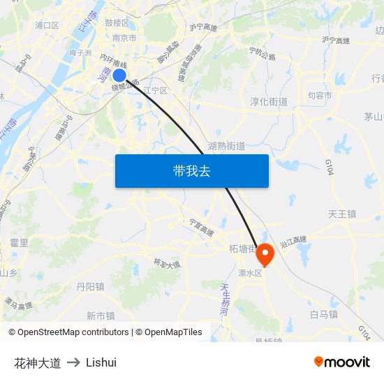 花神大道 to Lishui map