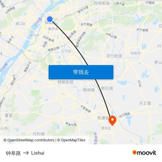 钟阜路 to Lishui map