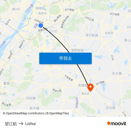 望江矶 to Lishui map