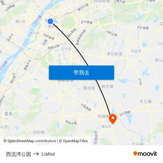 西流湾公园 to Lishui map