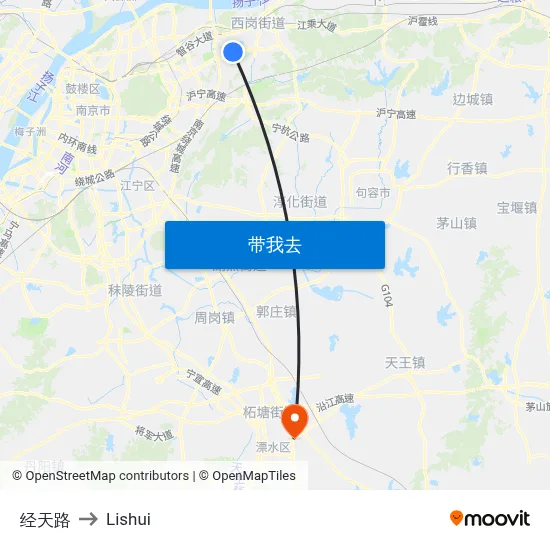 经天路 to Lishui map