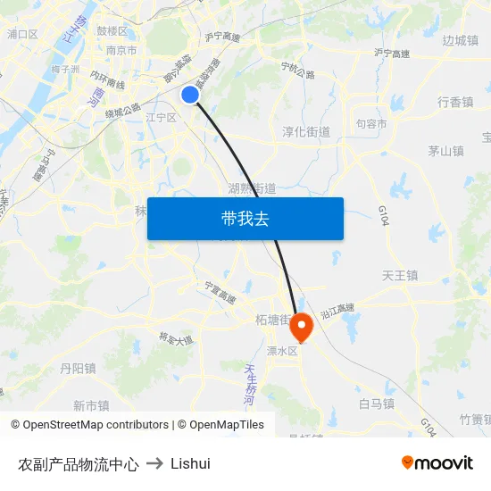 农副产品物流中心 to Lishui map
