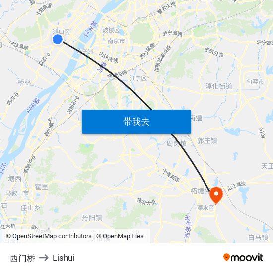 西门桥 to Lishui map