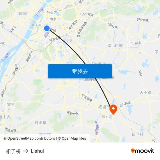 相子桥 to Lishui map