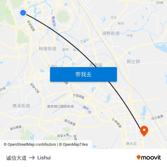 诚信大道 to Lishui map