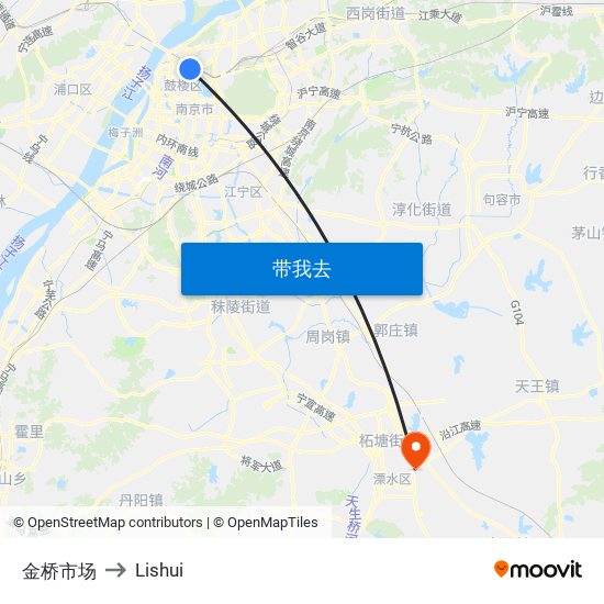 金桥市场 to Lishui map
