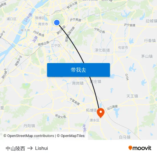 中山陵西 to Lishui map