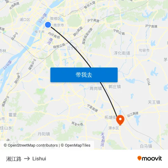 湘江路 to Lishui map