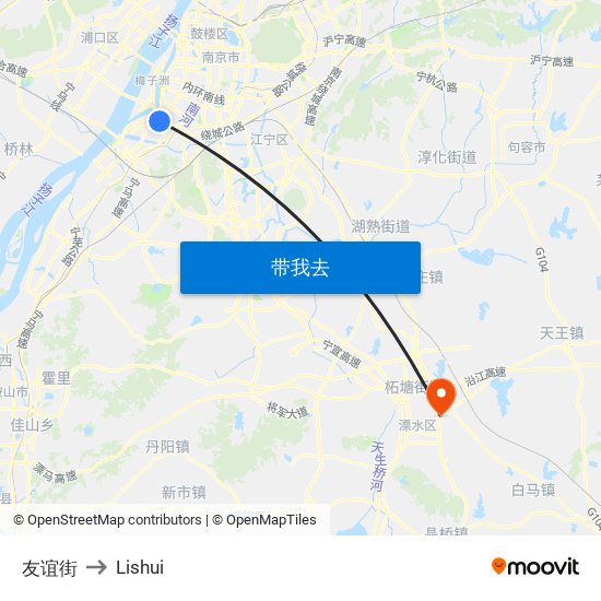 友谊街 to Lishui map