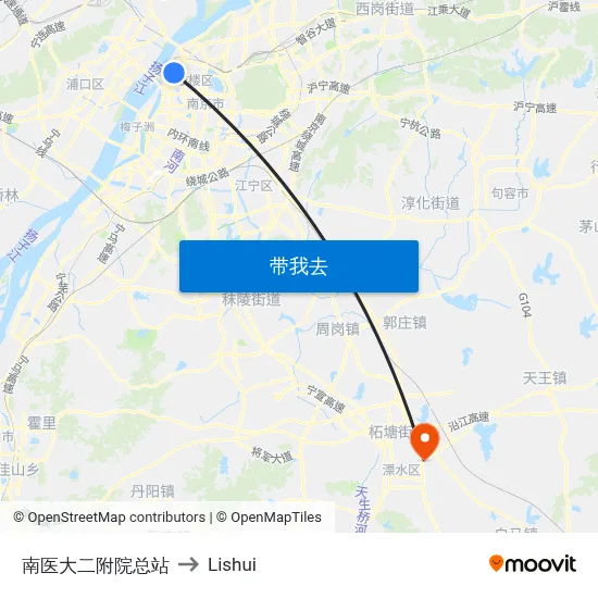 南医大二附院总站 to Lishui map