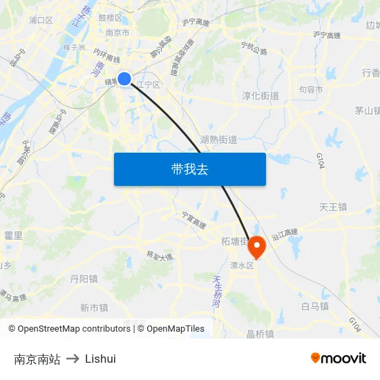 南京南站 to Lishui map