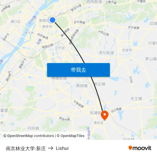 南京林业大学·新庄 to Lishui map