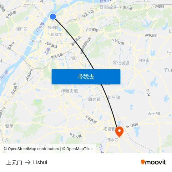 上元门 to Lishui map