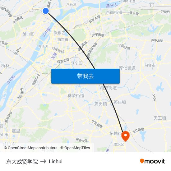 东大成贤学院 to Lishui map