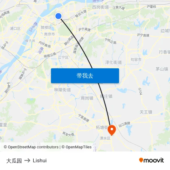 大瓜园 to Lishui map