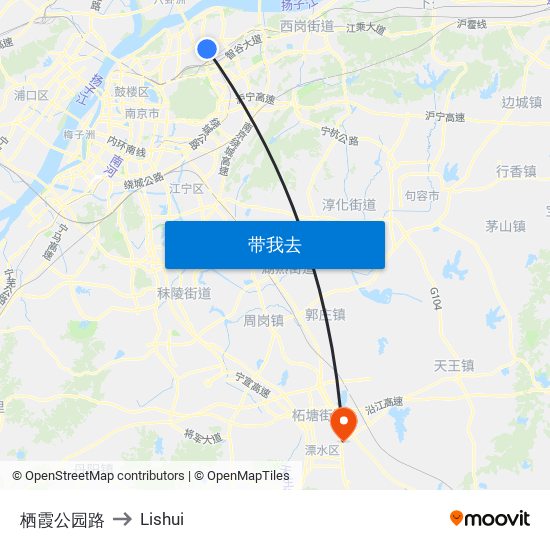 栖霞公园路 to Lishui map