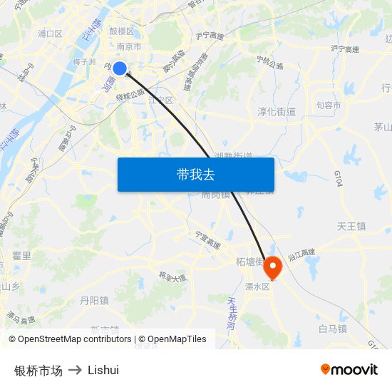 银桥市场 to Lishui map