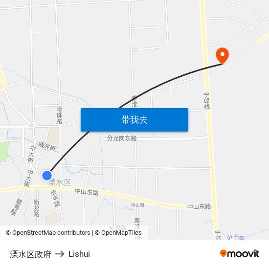 溧水区政府 to Lishui map