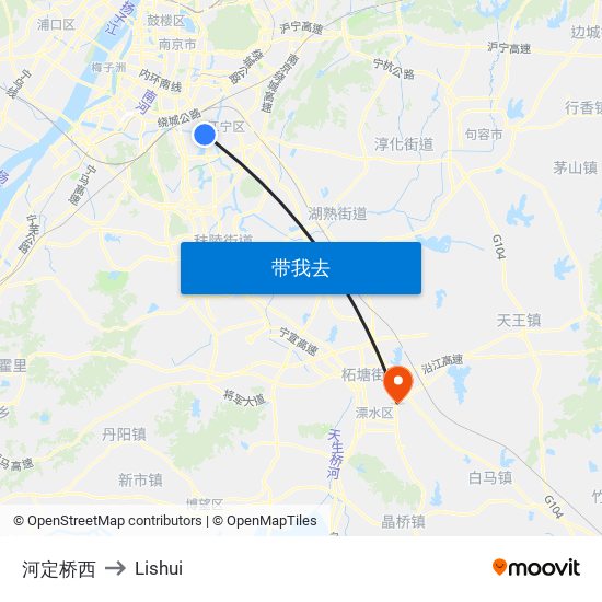 河定桥西 to Lishui map