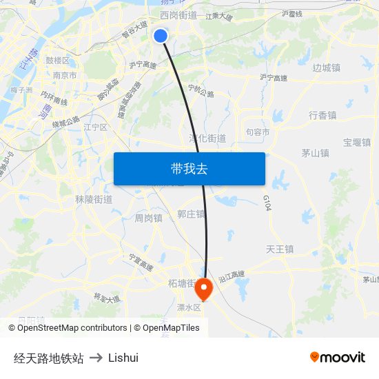 经天路地铁站 to Lishui map