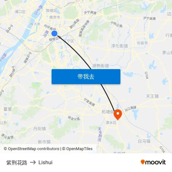 紫荆花路 to Lishui map
