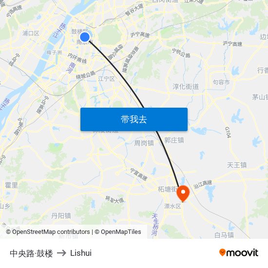 中央路·鼓楼 to Lishui map