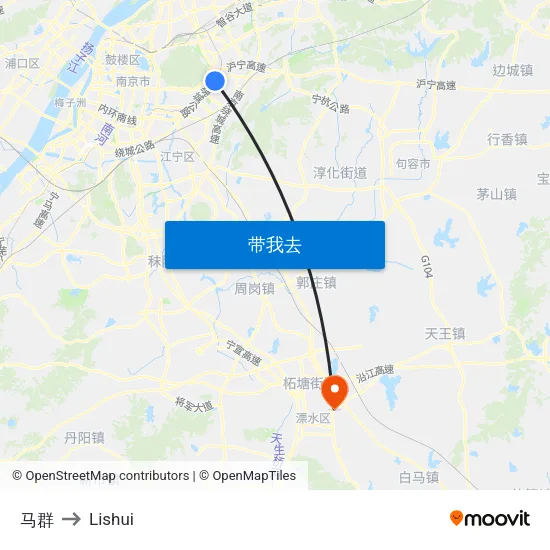 马群 to Lishui map