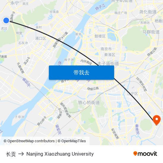 长贡 to Nanjing Xiaozhuang University map