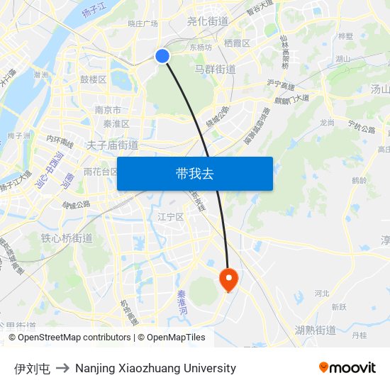 伊刘屯 to Nanjing Xiaozhuang University map