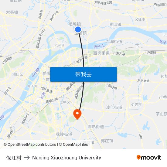 保江村 to Nanjing Xiaozhuang University map