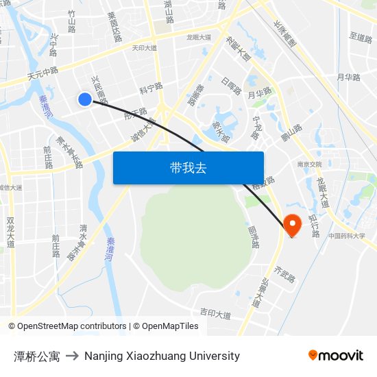 潭桥公寓 to Nanjing Xiaozhuang University map