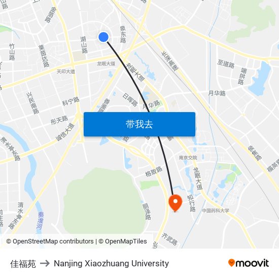 佳福苑 to Nanjing Xiaozhuang University map