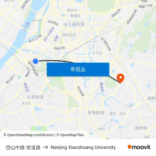 岱山中路·管道路 to Nanjing Xiaozhuang University map