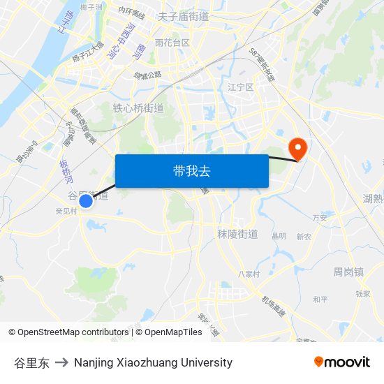 谷里东 to Nanjing Xiaozhuang University map