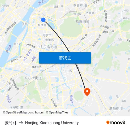 紫竹林 to Nanjing Xiaozhuang University map