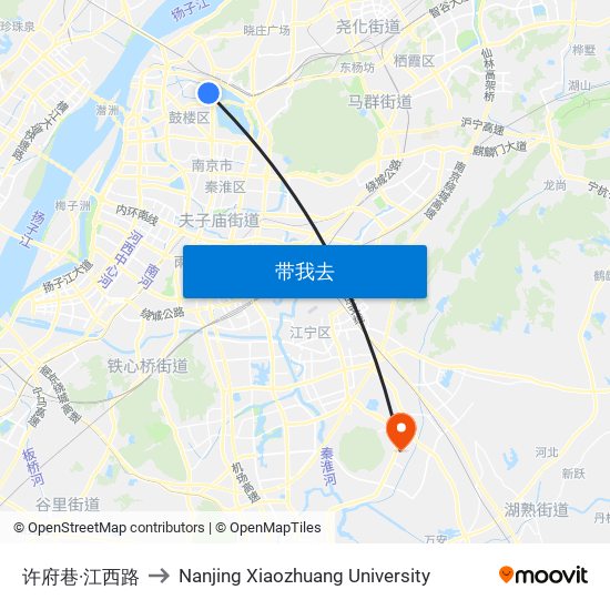 许府巷·江西路 to Nanjing Xiaozhuang University map