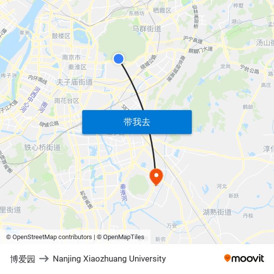 博爱园 to Nanjing Xiaozhuang University map