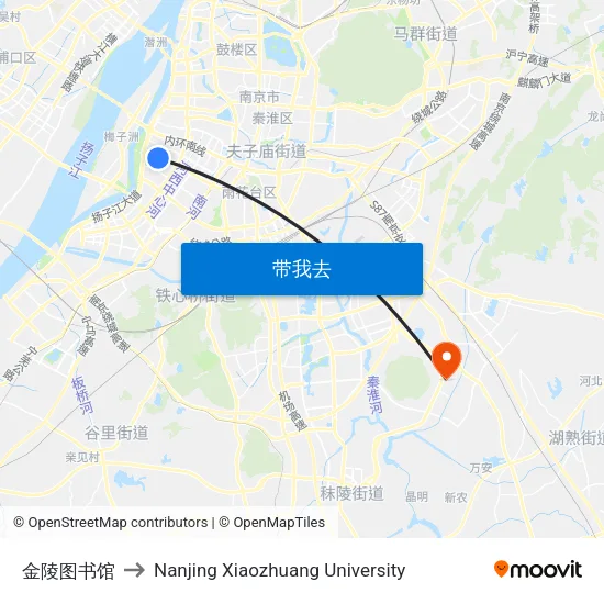 金陵图书馆 to Nanjing Xiaozhuang University map