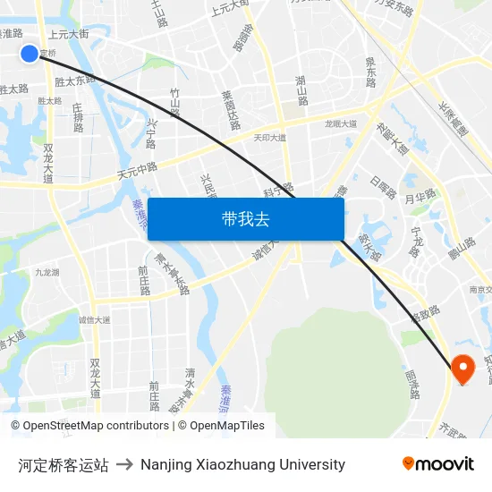河定桥客运站 to Nanjing Xiaozhuang University map