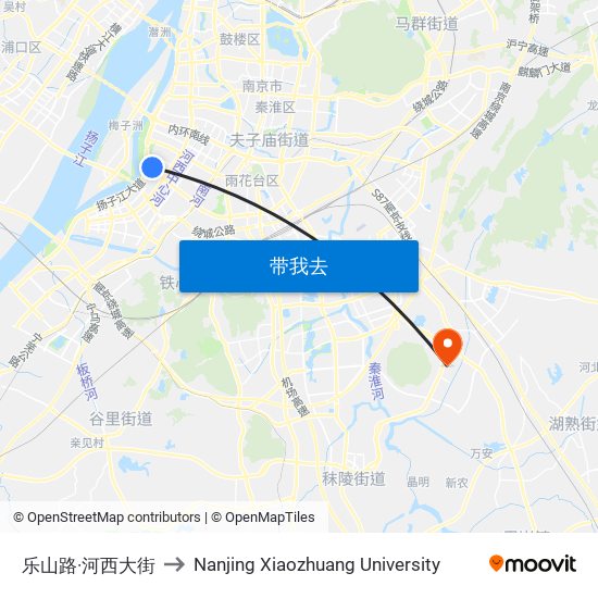 乐山路·河西大街 to Nanjing Xiaozhuang University map